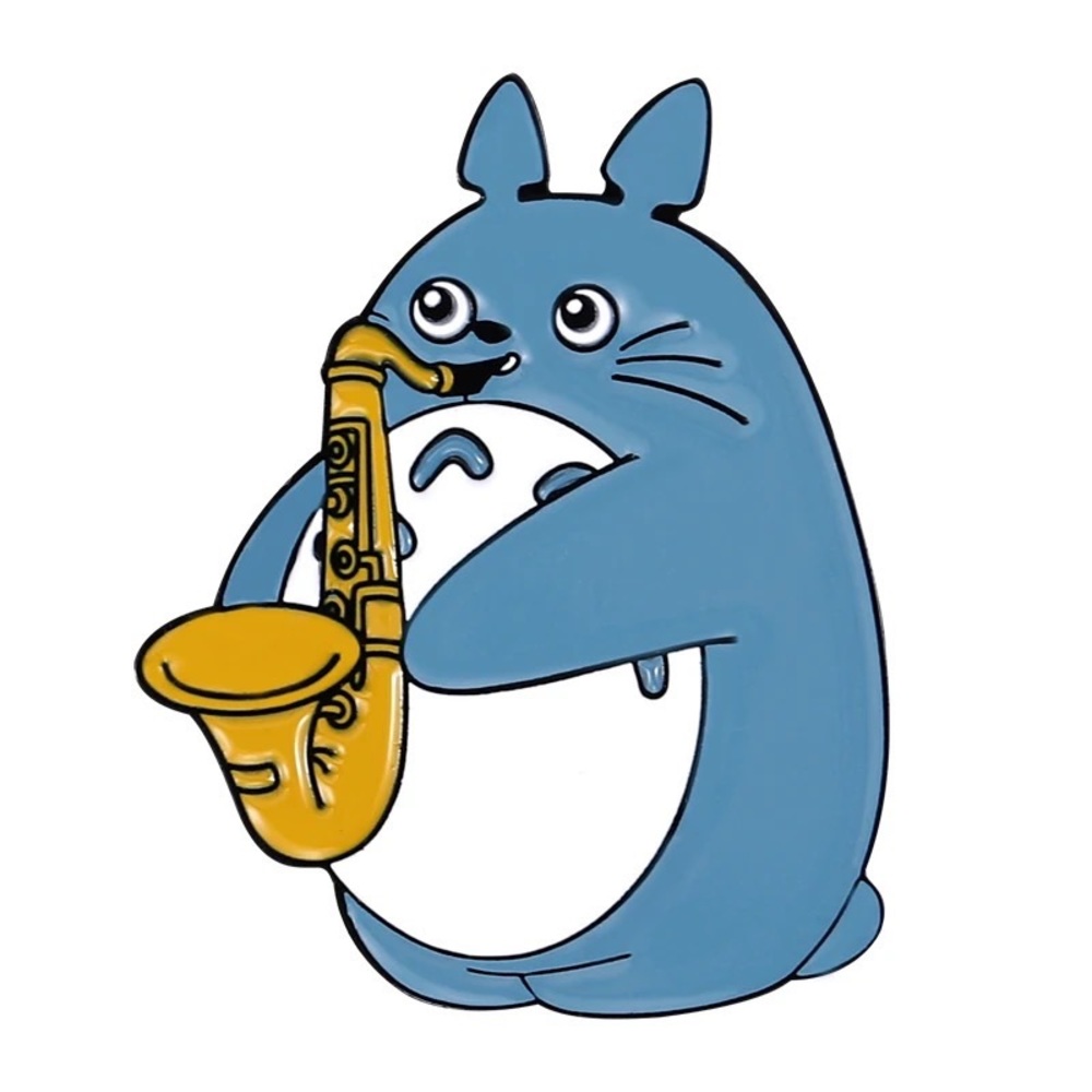 Saxophone Totoro Enamel Pin Musical Japanese Cartoon Bunny Sax Jazz Music Brooch